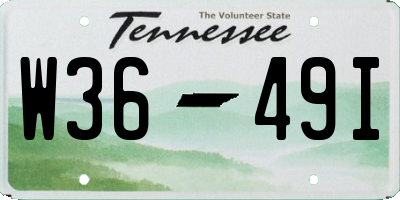 TN license plate W3649I