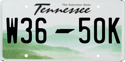 TN license plate W3650K