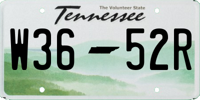 TN license plate W3652R