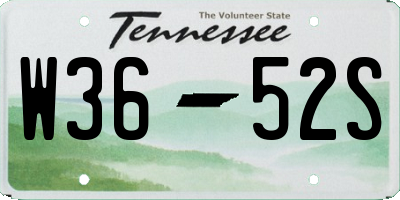 TN license plate W3652S