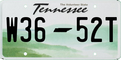 TN license plate W3652T