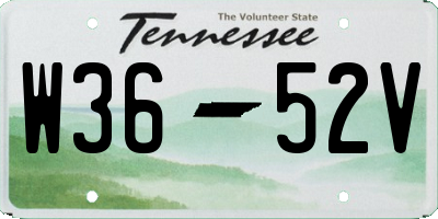 TN license plate W3652V