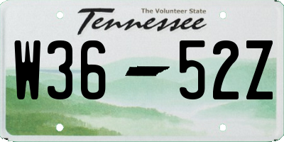 TN license plate W3652Z