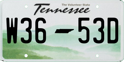 TN license plate W3653D