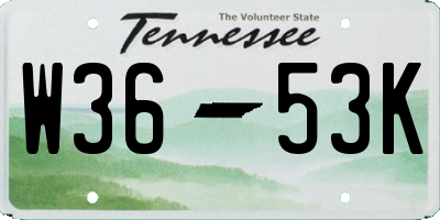 TN license plate W3653K