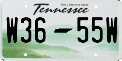 TN license plate W3655W