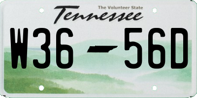 TN license plate W3656D