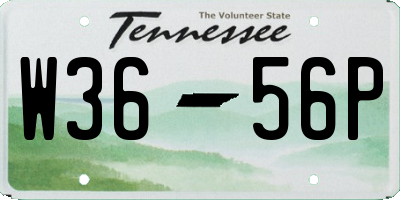 TN license plate W3656P