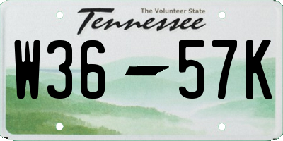 TN license plate W3657K