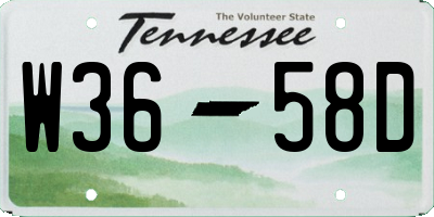 TN license plate W3658D