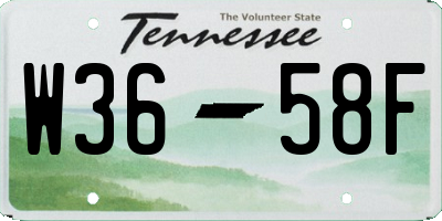 TN license plate W3658F