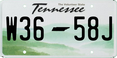TN license plate W3658J