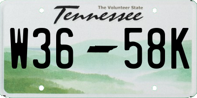 TN license plate W3658K