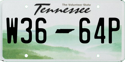 TN license plate W3664P