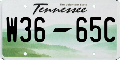 TN license plate W3665C