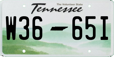 TN license plate W3665I