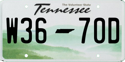 TN license plate W3670D
