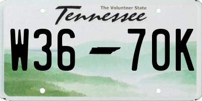 TN license plate W3670K