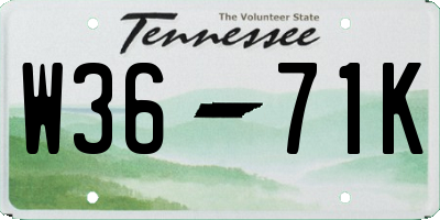 TN license plate W3671K
