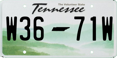 TN license plate W3671W