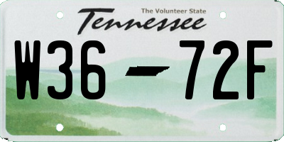 TN license plate W3672F