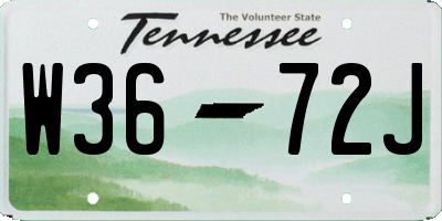 TN license plate W3672J