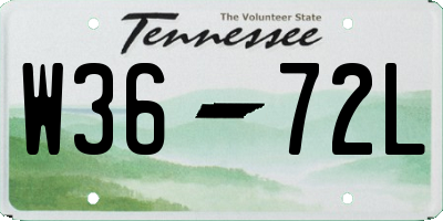 TN license plate W3672L