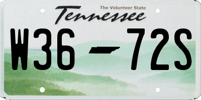 TN license plate W3672S