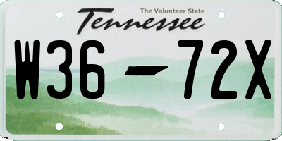 TN license plate W3672X