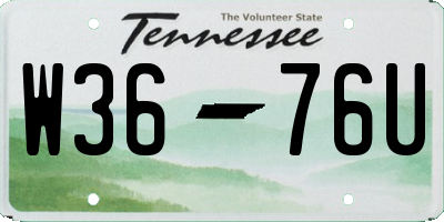 TN license plate W3676U