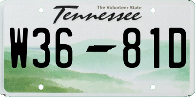 TN license plate W3681D