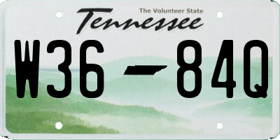 TN license plate W3684Q
