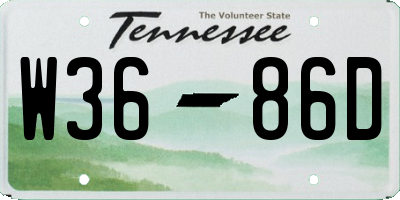 TN license plate W3686D