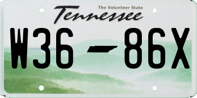 TN license plate W3686X