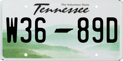 TN license plate W3689D