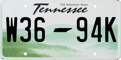 TN license plate W3694K