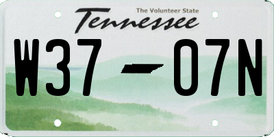 TN license plate W3707N