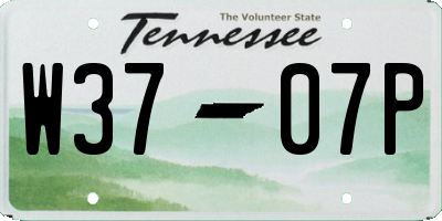 TN license plate W3707P