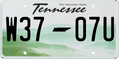 TN license plate W3707U