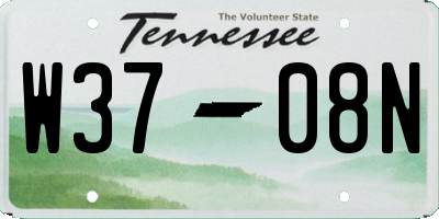 TN license plate W3708N