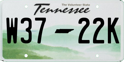 TN license plate W3722K