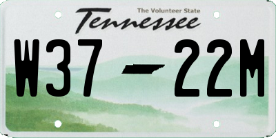 TN license plate W3722M