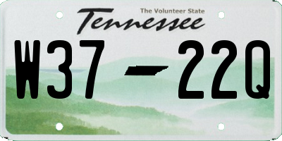 TN license plate W3722Q