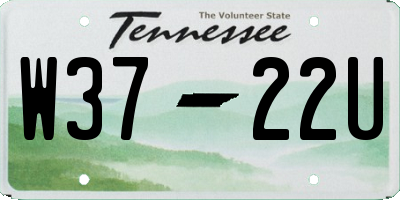 TN license plate W3722U
