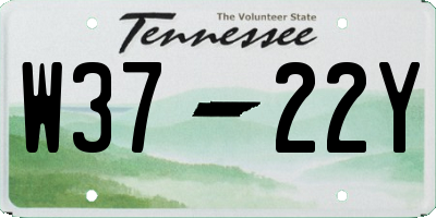 TN license plate W3722Y