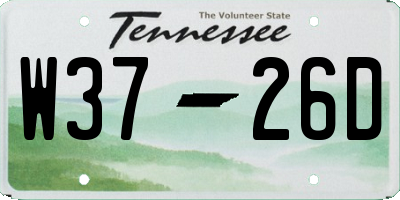 TN license plate W3726D