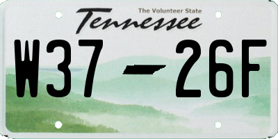 TN license plate W3726F