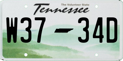 TN license plate W3734D