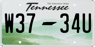 TN license plate W3734U