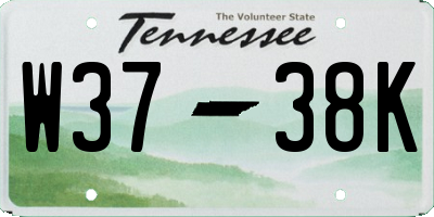 TN license plate W3738K